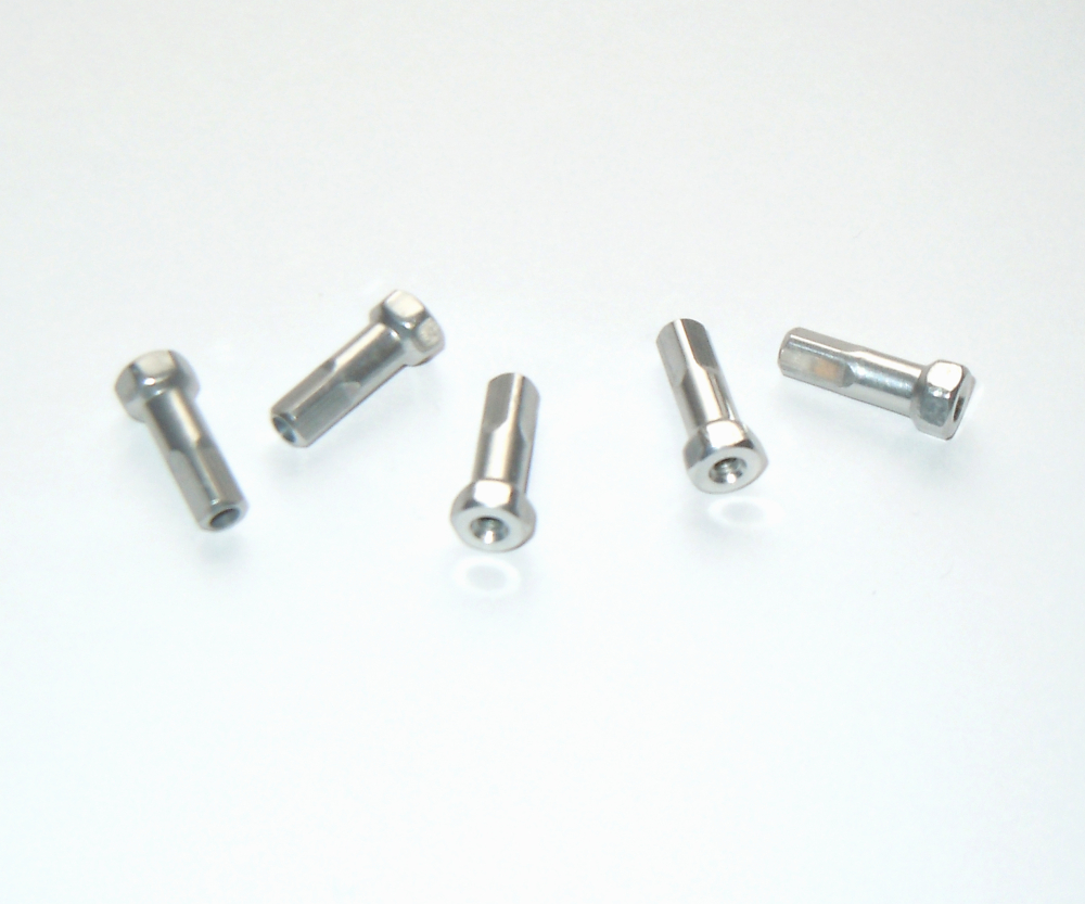 POLYAX HEX 6-Kantnippel ALU, silber, L=14 mm, D=2 mm, 1 St.